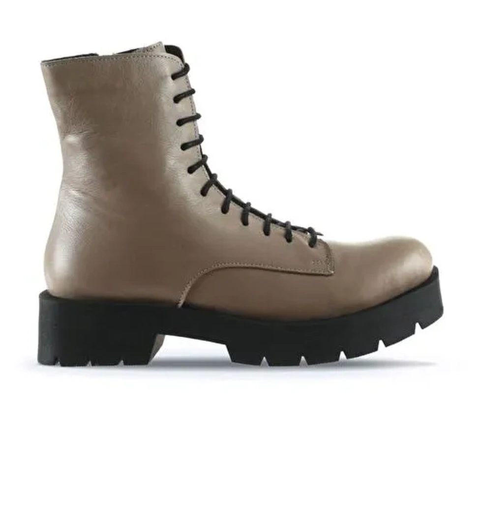 Bueno Shoes Gri Deri Kadın Düz Bot 01wt2501 - Görsel 1