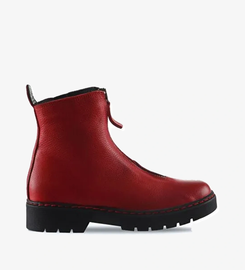 Bueno Shoes Kırmızı Flotter Deri Kadın Düz Bot 01wr4903 - Görsel 1