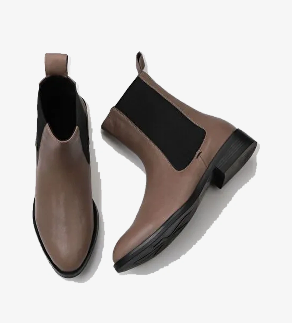 Bueno Shoes Gri Deri Kadın Düz Bot 01wt2403 - Görsel 1