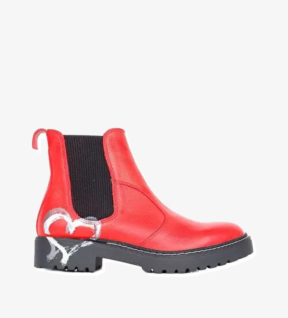 Bueno Shoes Kırmızı Deri Kadın Düz Bot 01wr4204 - Görsel 1