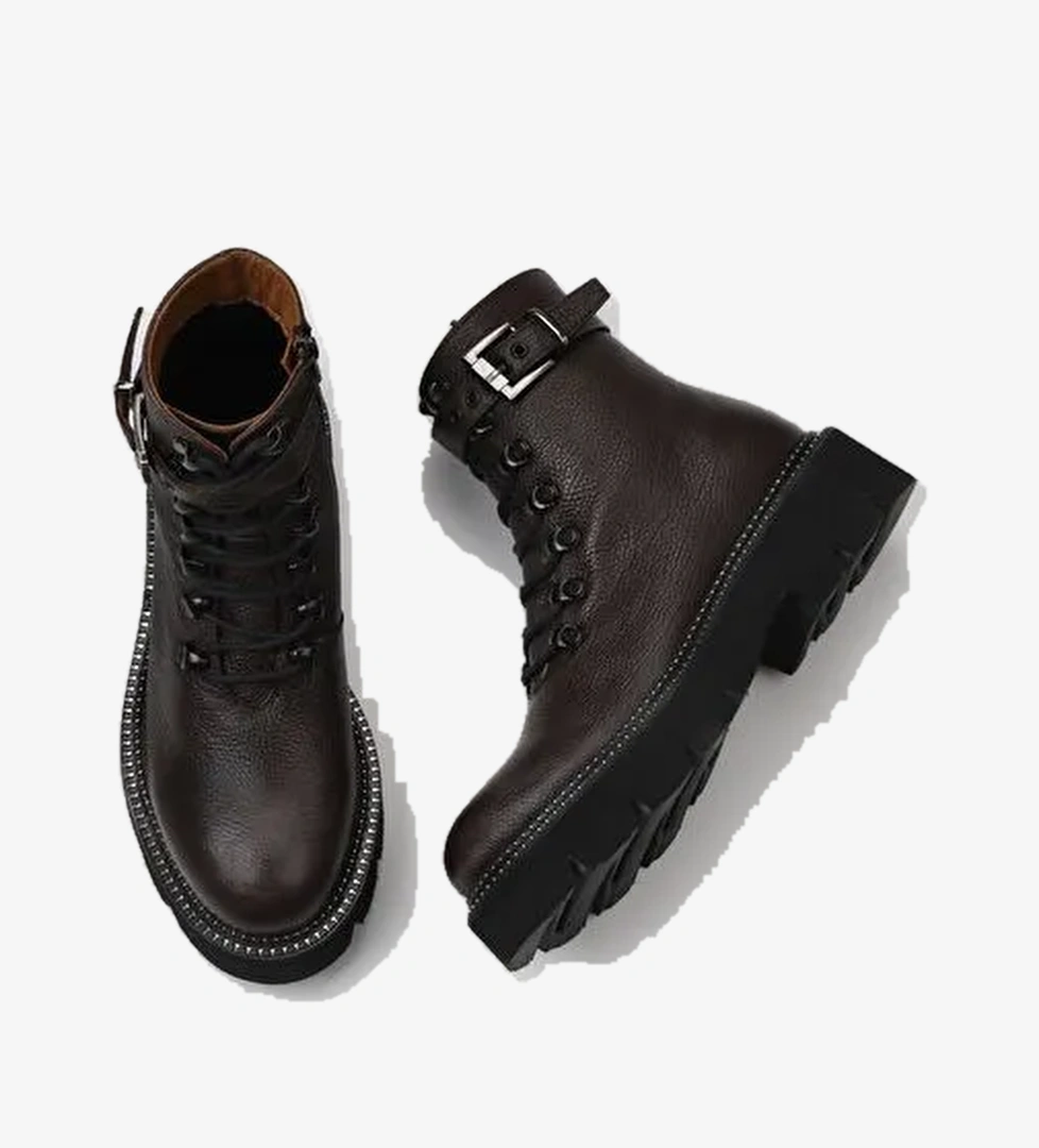 Bueno Shoes Kahverengi Flotter Deri Kadın Düz Bot 01wr3400 - Görsel 1