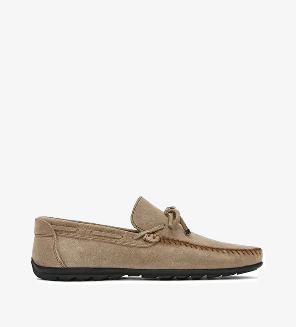 Erkek Bej Süet Deri Casual Loafer 25SFD754310 - Görsel 1