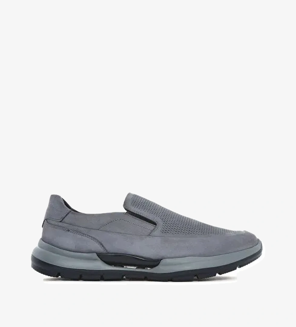 Erkek Gri Kalın Tabanlı Nubuk Deri Comfort Casual Ayakkabı 25SFD6412V3 - Görsel 1