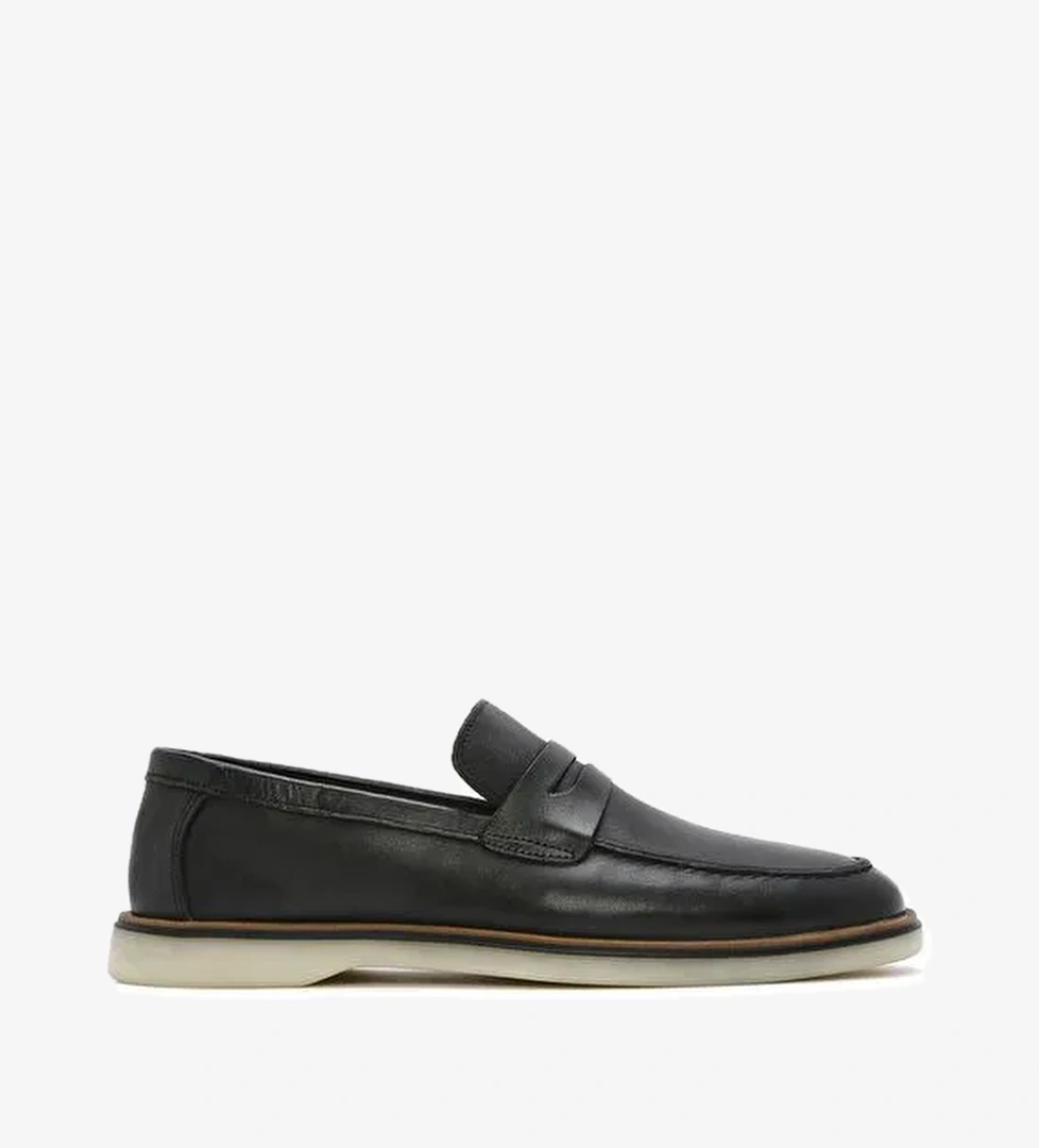 Erkek Siyah Deri Casual Loafer 25SFD680718 - Görsel 1