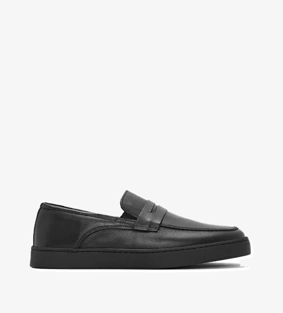 Erkek Siyah Deri Casual Loafer 25SFD680818 - Görsel 1