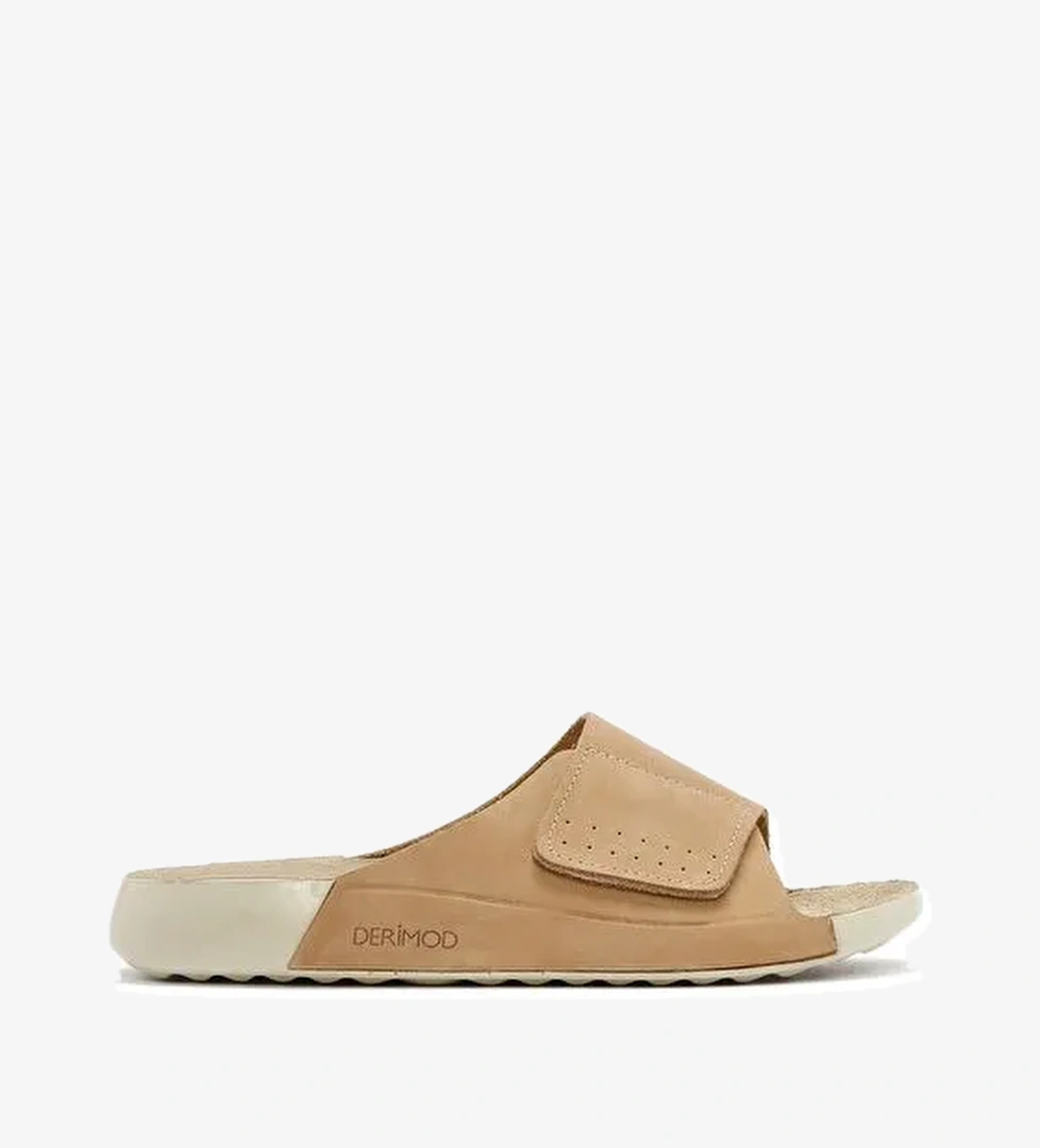 Kadın Bej Nubuk Deri Comfort Terlik 25SFD5011V3 - Görsel 1