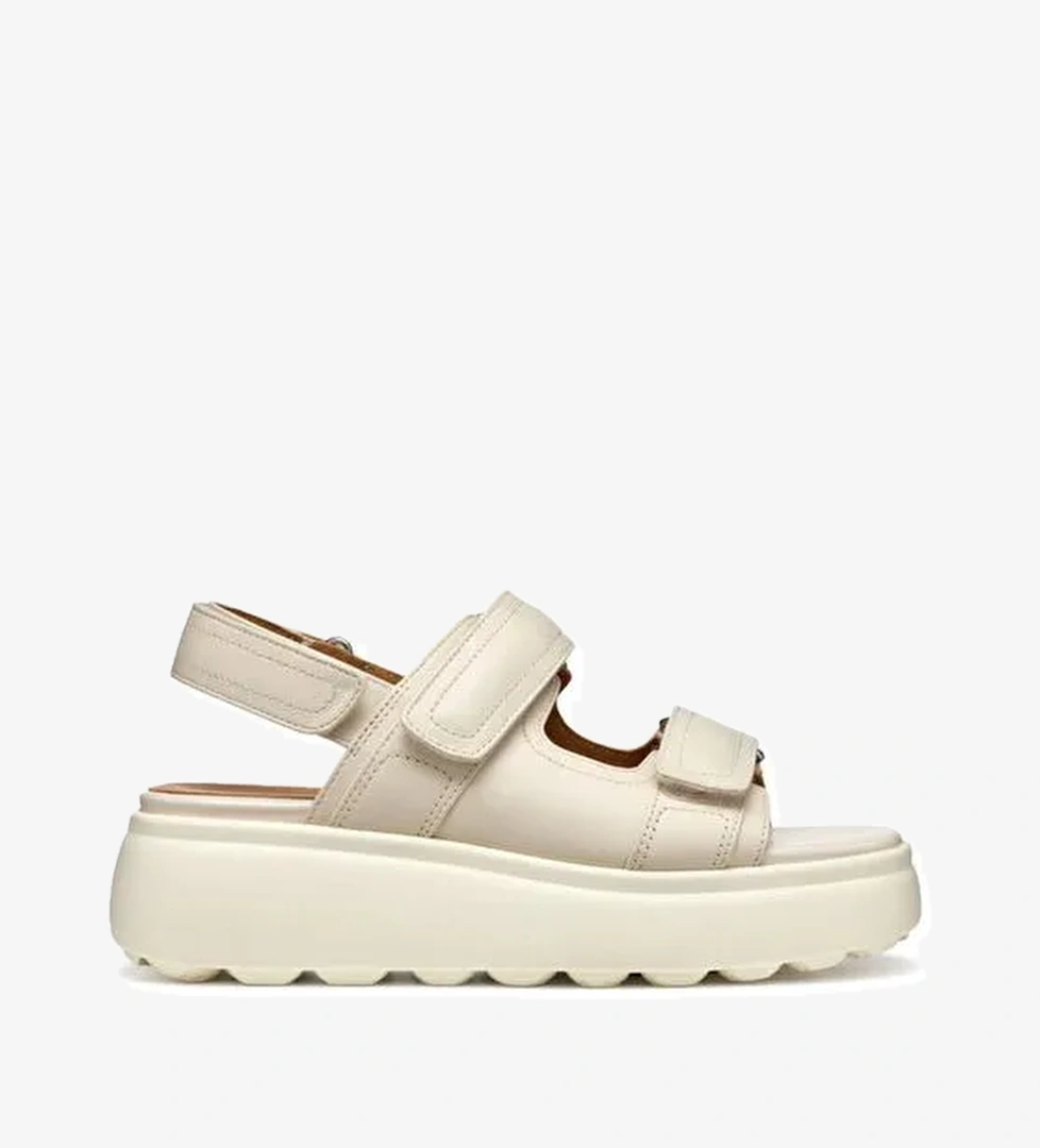 Geox Kadın Krem D Spherica Ec4.1 S A - Nappa Bantlı Deri Sandalet D55D4B00085C1122 - Görsel 1