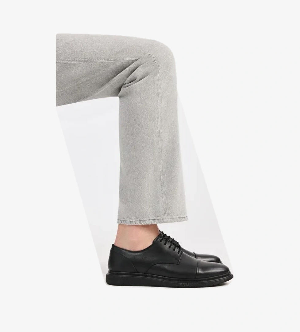 Erkek Deri Siyah Hafif Tabanlı Klasik Ayakkabı - Görsel 1