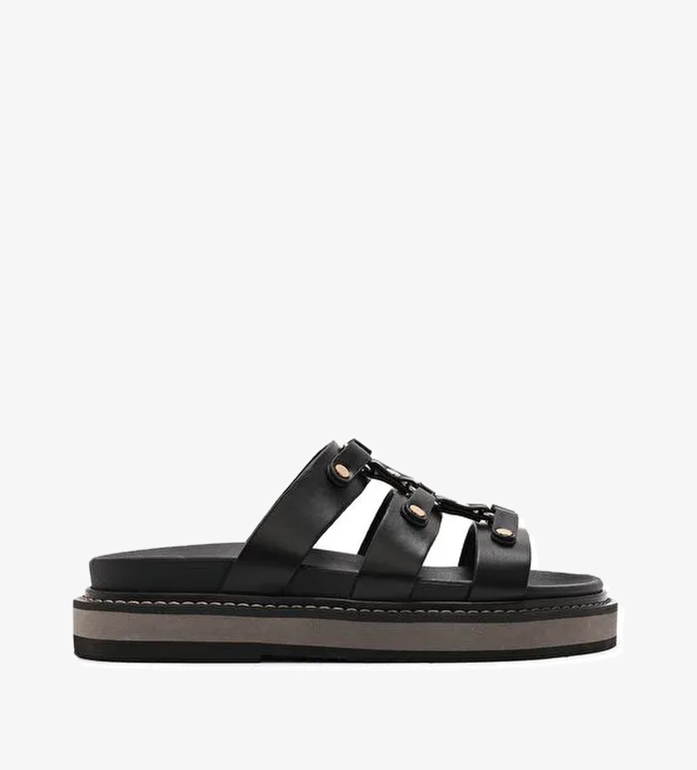 Kadın Siyah Kalın Tabanlı Terlik 25SFE400818 - Görsel 1