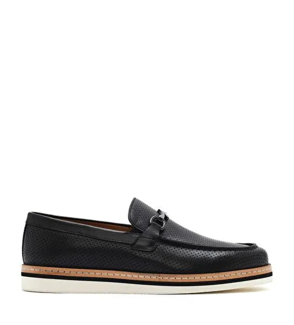 Erkek Siyah Deri Casual Loafer 25SFD722218 - Görsel 1