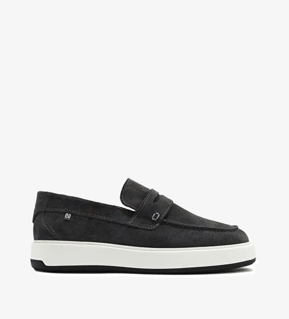 Erkek Gri Süet Deri Casual Loafer 25SFD707310 - Görsel 1
