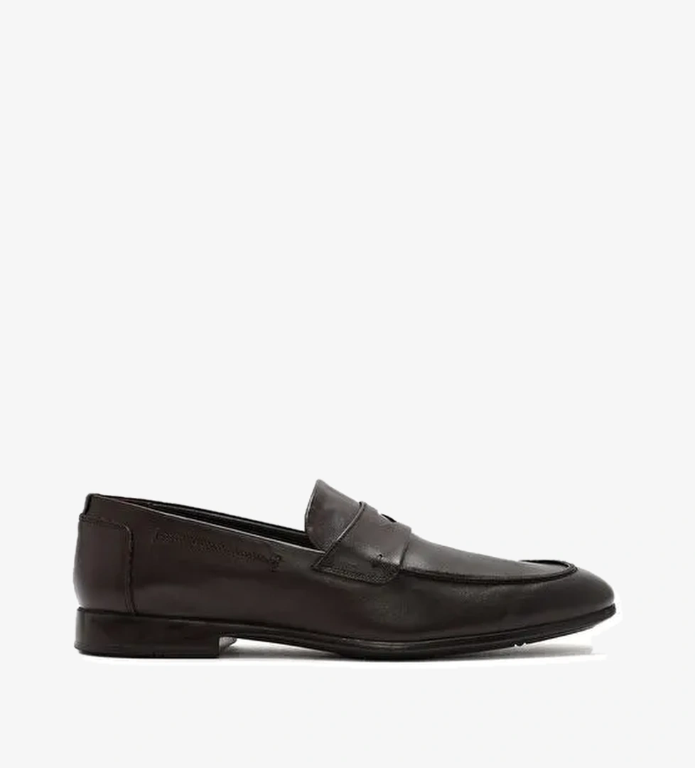 Erkek Kahverengi Deri Casual Loafer 25SFD751118 - Görsel 1