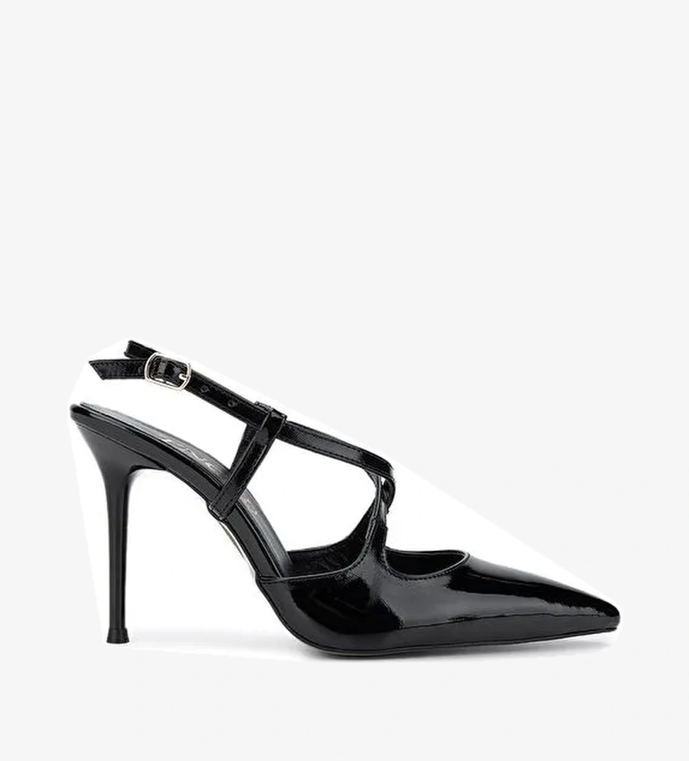 Tamer Tanca Kadın Hakiki Deri Siyah Rugan Topuklu Ayakkabı - Görsel 1