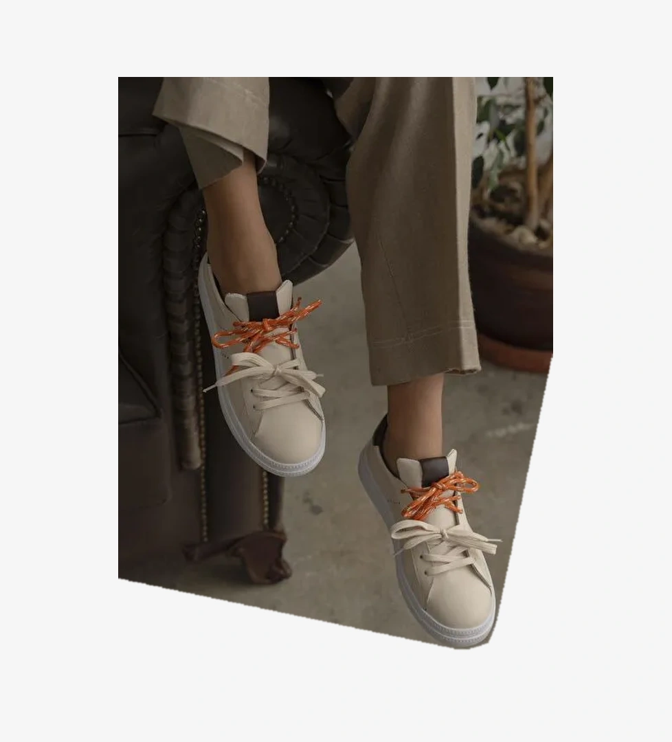 Sedorf Bej Hakiki Deri Spor Ayakkabı - Görsel 1