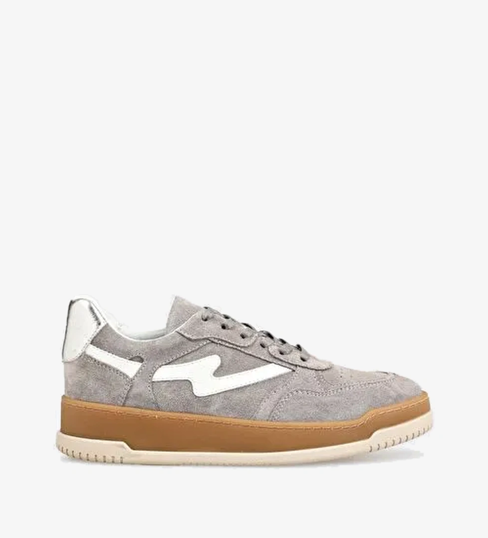 Gri Deri Kadın Spor Ayakkabı - Görsel 1