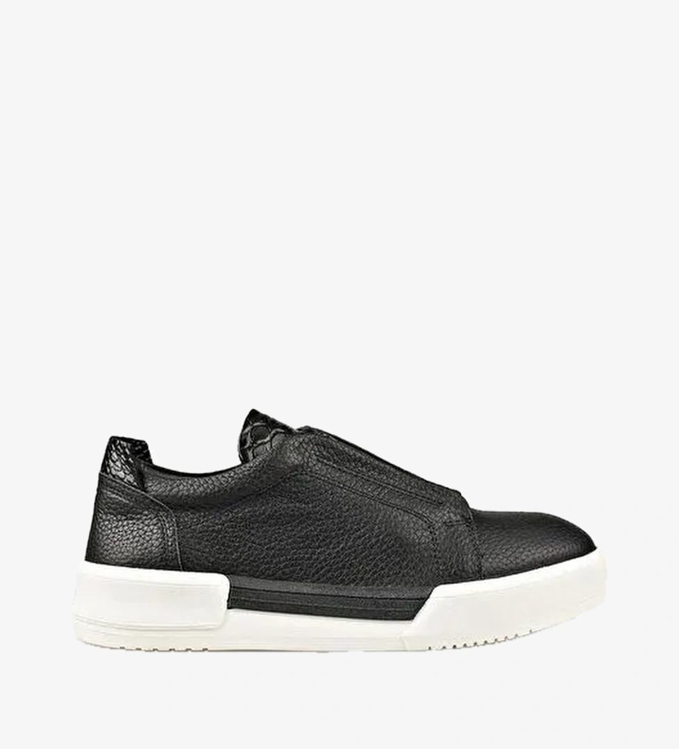 Siyah Deri Kadın Spor Ayakkabı - Görsel 1