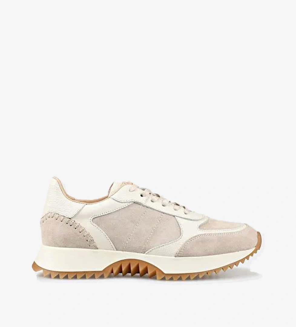 Bej Deri Kadın Spor Ayakkabı - Görsel 1