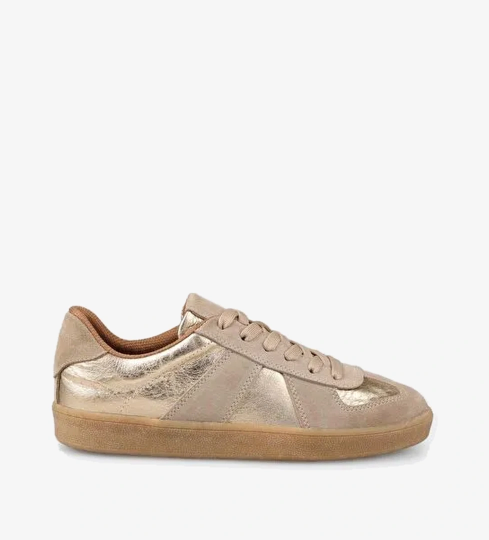 Bej Deri Kadın Spor Ayakkabı - Görsel 1