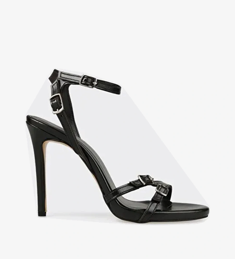 Siyah Kadın Topuklu Sandalet - Görsel 1