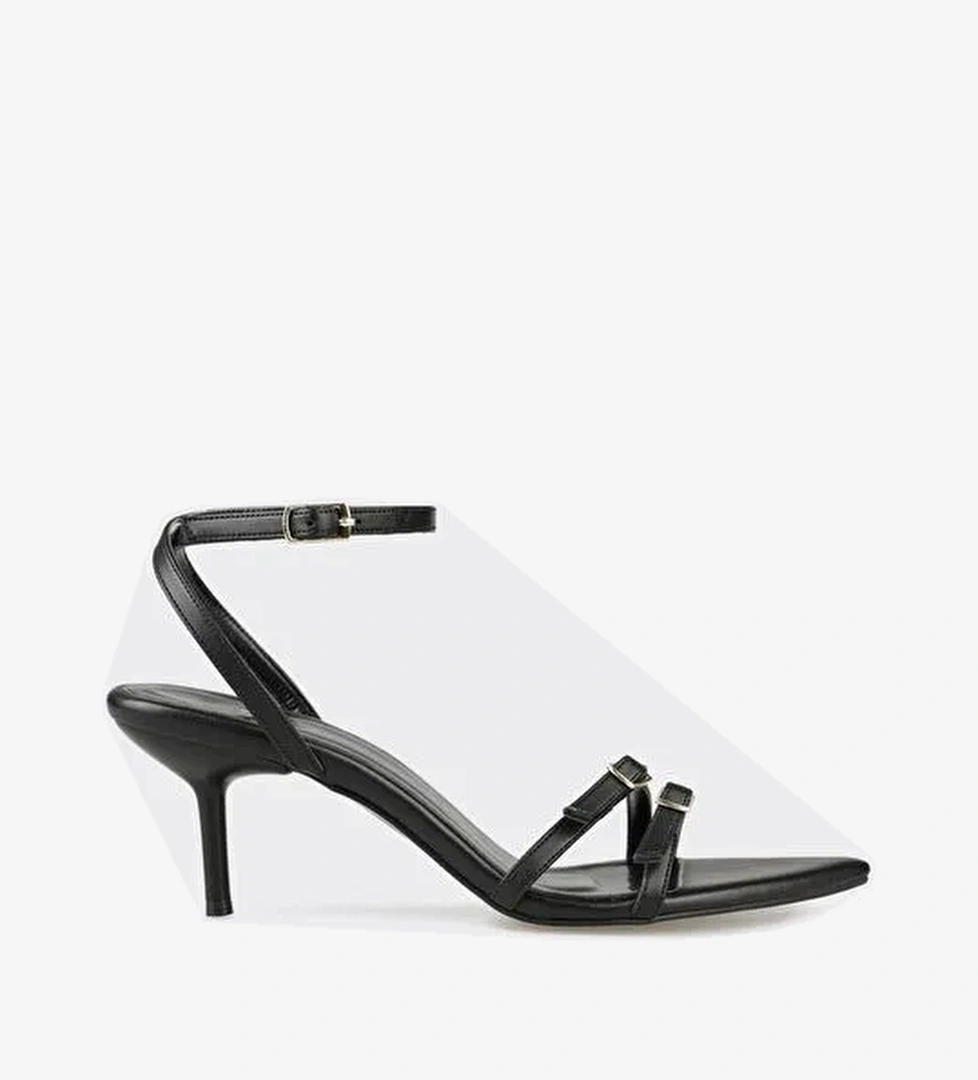 Siyah Kadın Topuklu Sandalet - Görsel 1
