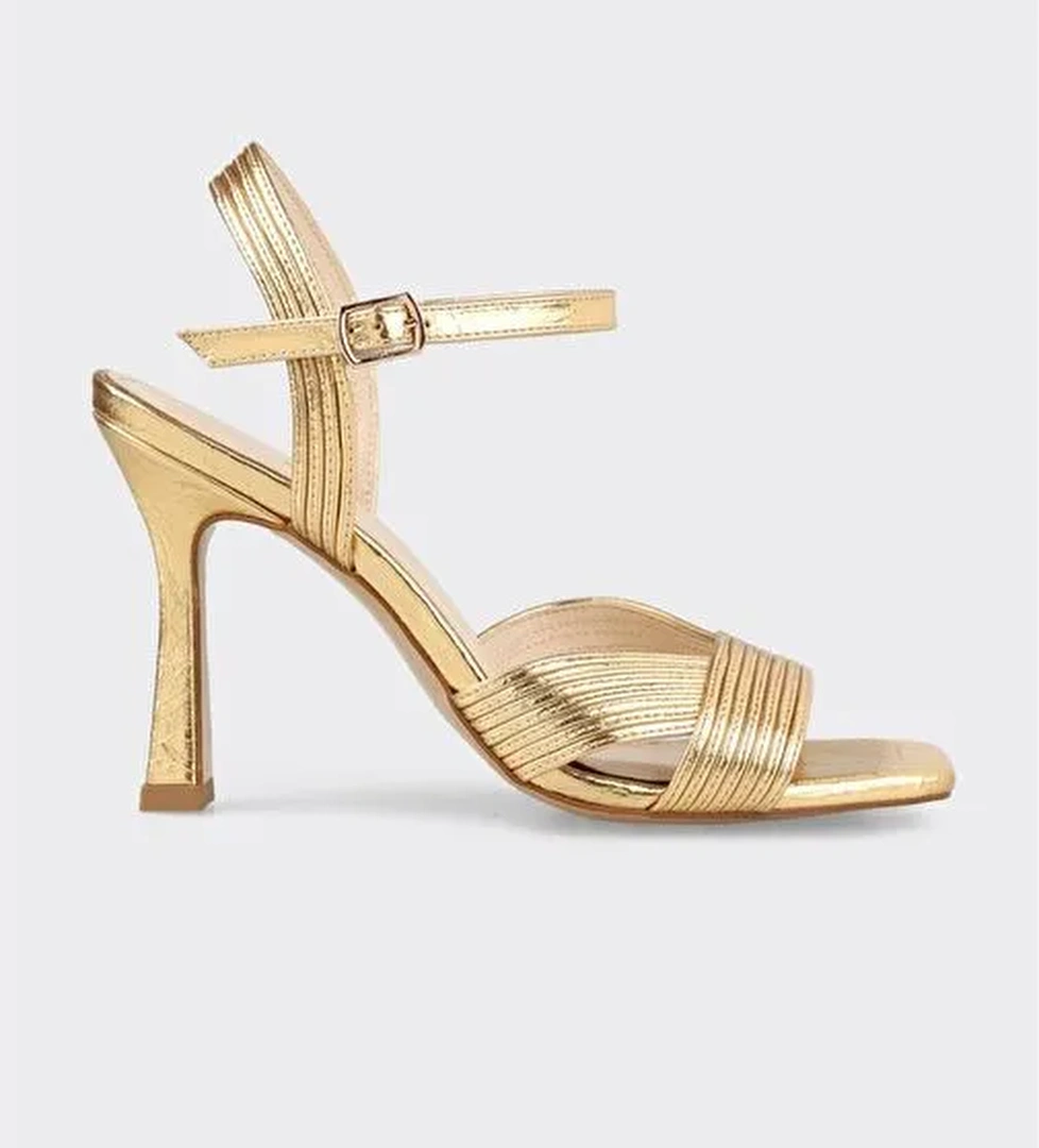 Gold Kadın Topuklu Sandalet - Görsel 1