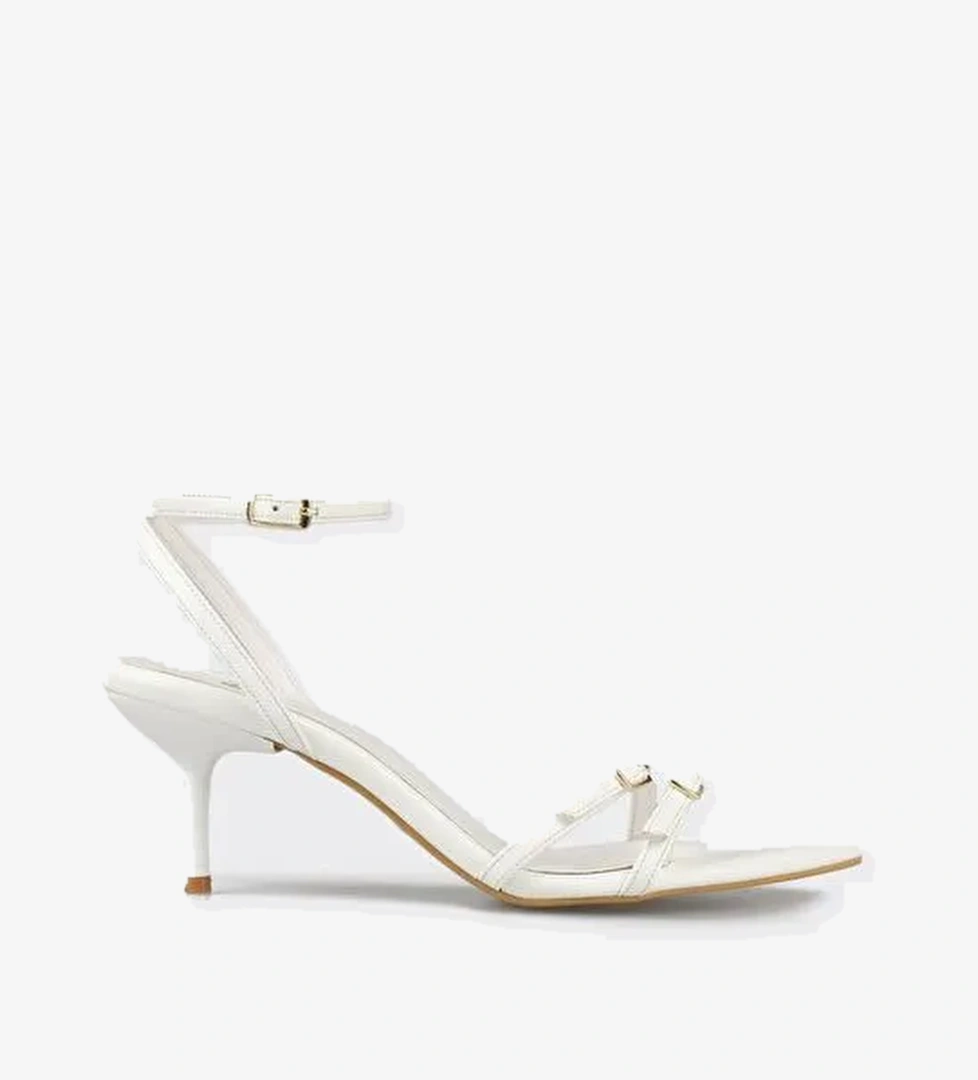 Beyaz Kadın Topuklu Sandalet - Görsel 1