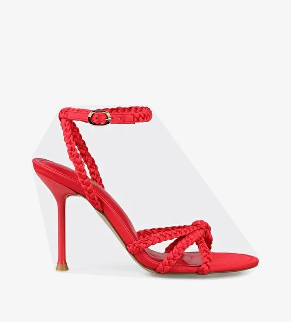 Kırmızı Kadın Topuklu Sandalet - Görsel 1