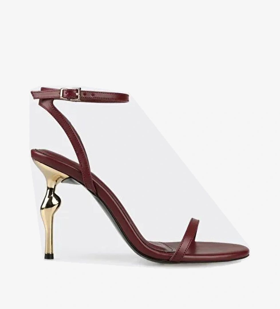 Bordo Kadın Topuklu Sandalet - Görsel 1