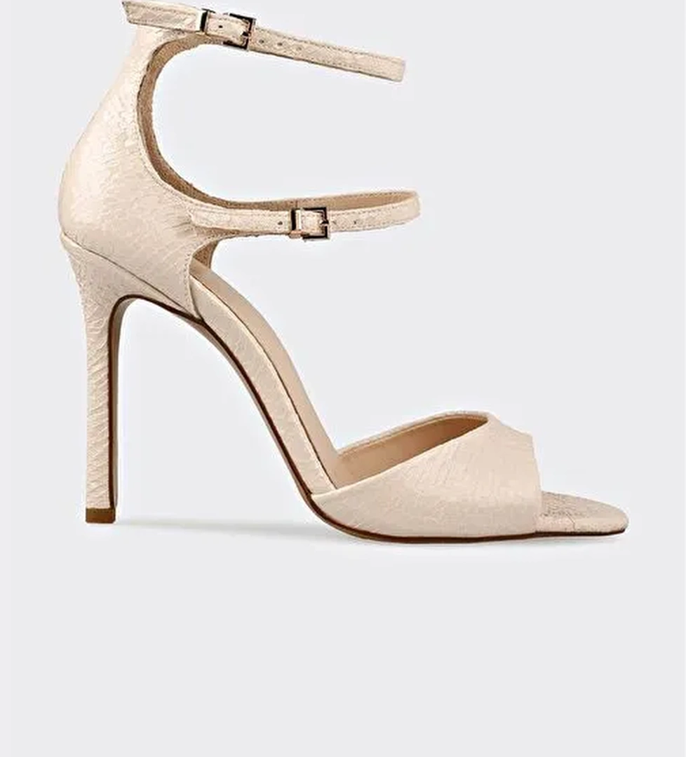 Bej Kadın Topuklu Sandalet - Görsel 1