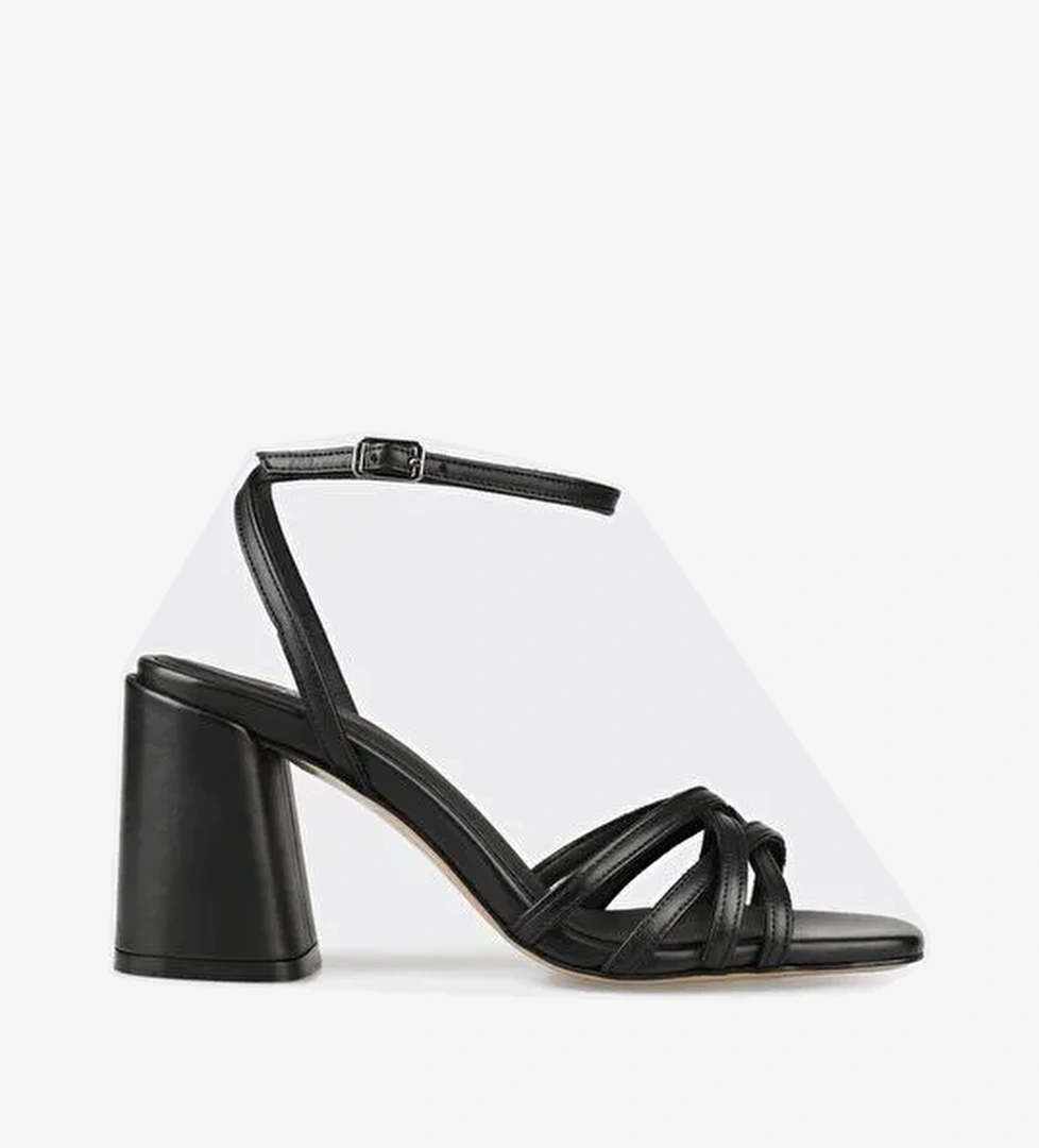 Siyah Deri Kadın Sandalet - Görsel 1