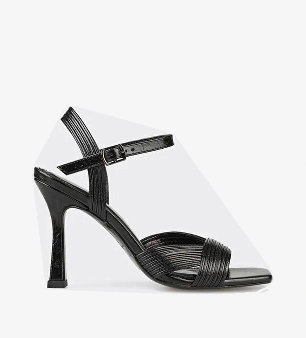 Siyah Kadın Topuklu Sandalet - Görsel 1