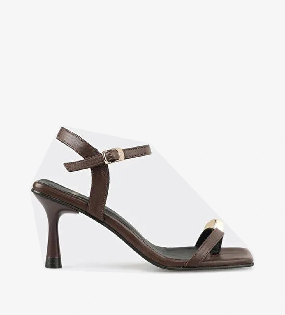 Kahve Deri Kadın Sandalet - Görsel 1