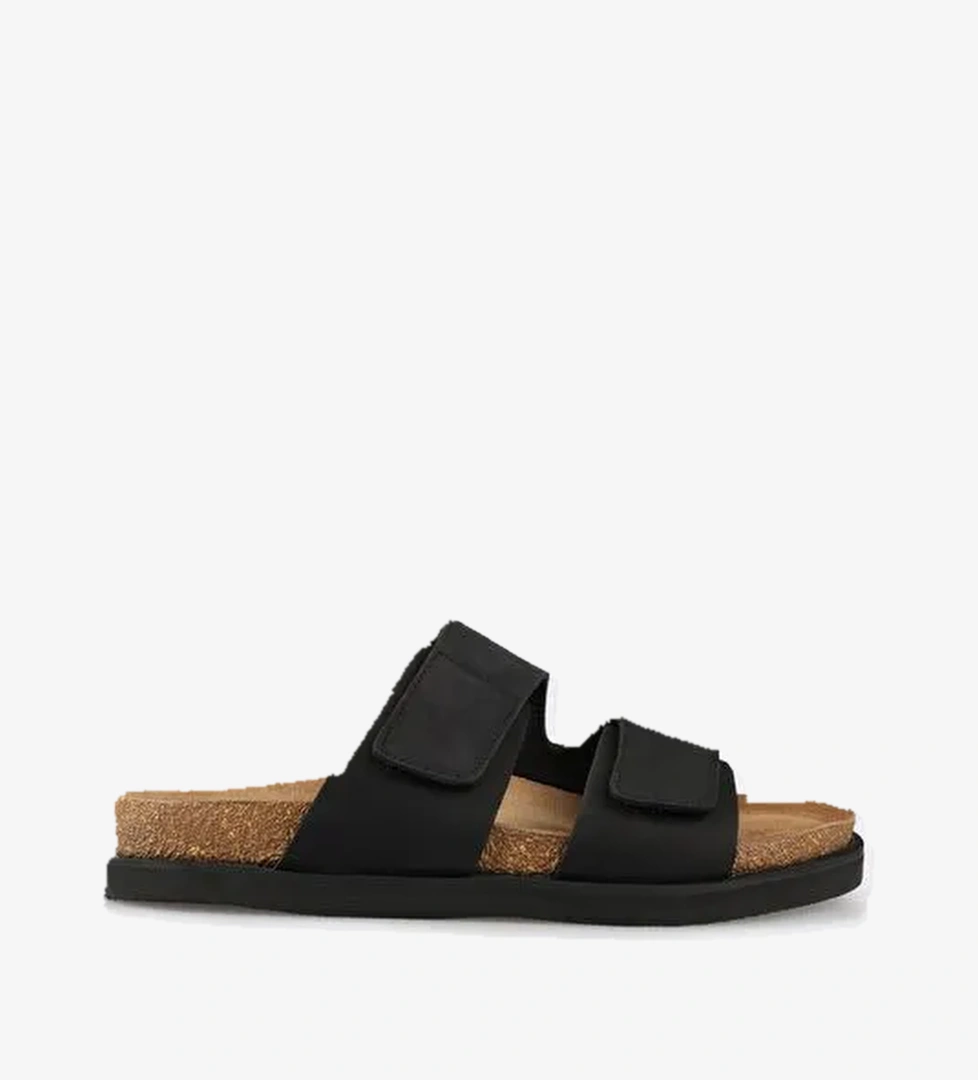 Siyah Deri Erkek Terlik - Görsel 1