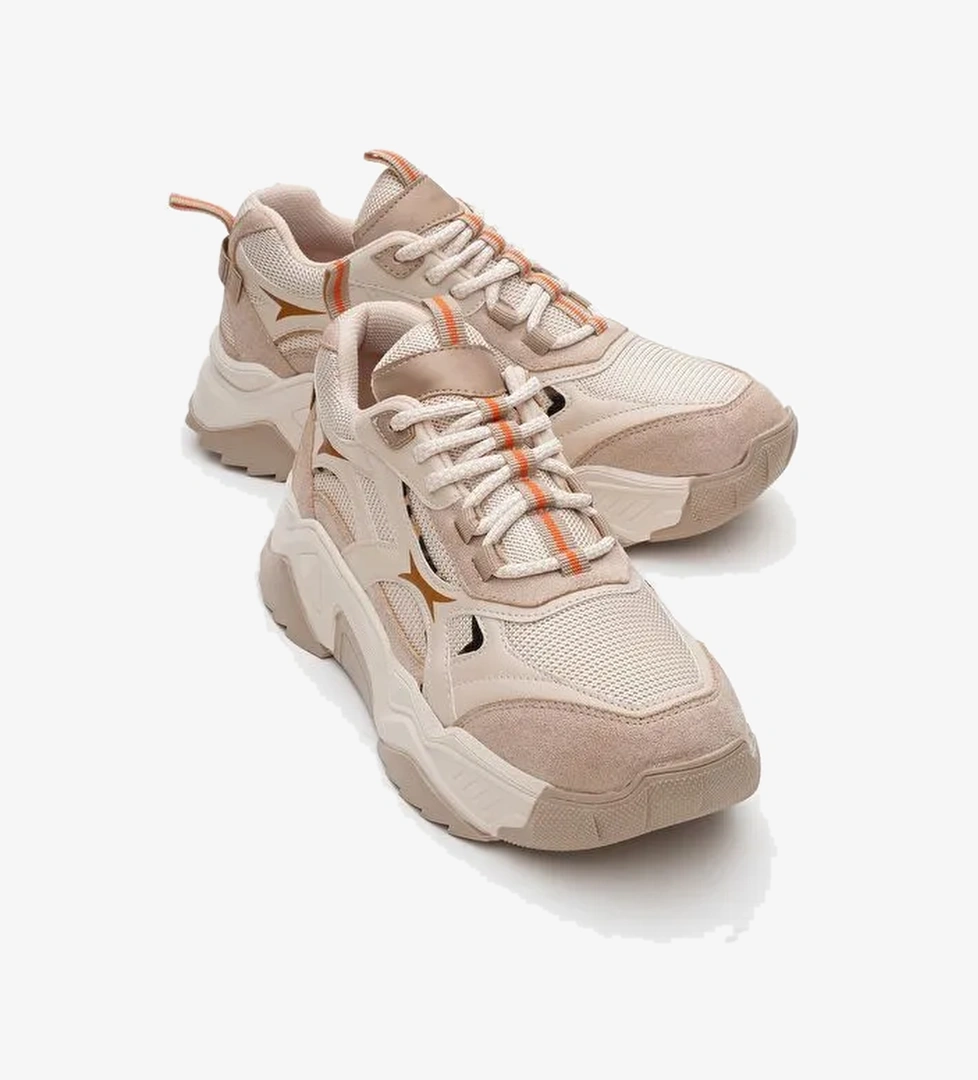 MELİNA Bej Desenli Kadın Spor Sneakers - Görsel 1