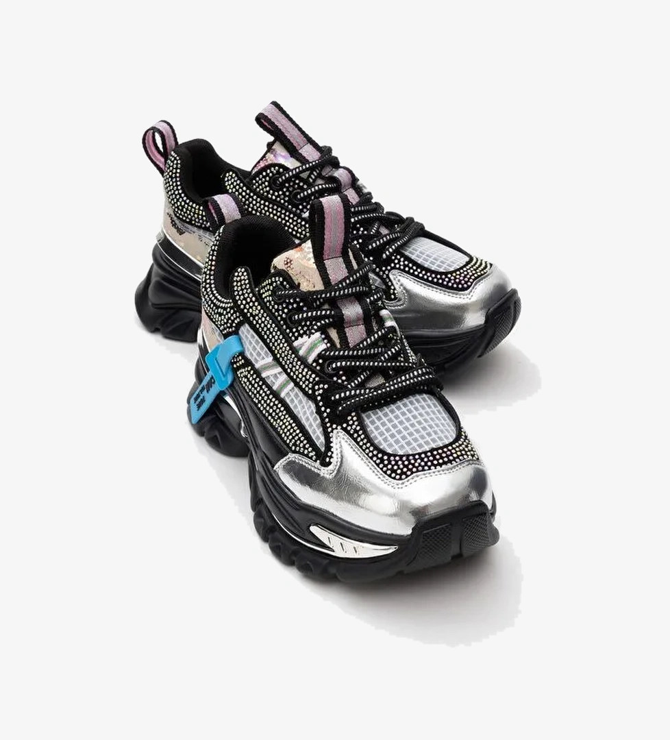 NOİ Siyah Gümüş Taşlı Kadın Spor Ayakkabı - Görsel 1