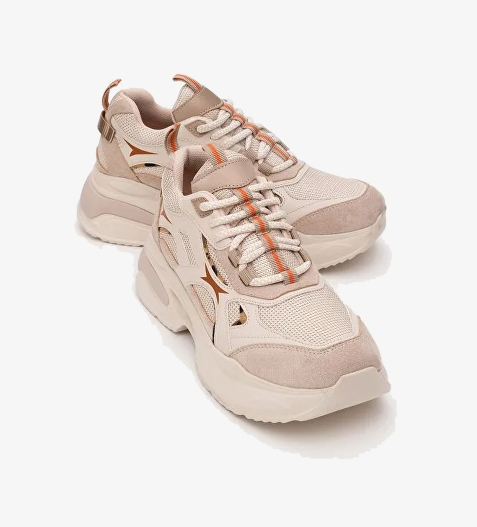 MARRON Bej Desenli Kadın Spor Sneakers - Görsel 1