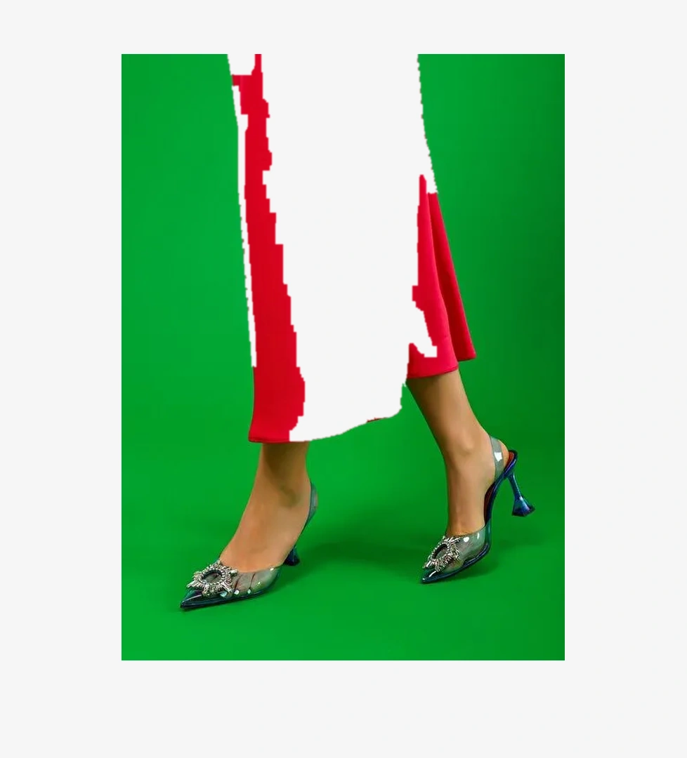 Madelina Kadın Topuklu Abiye Ayakkabı Şeffaf Mavi - Görsel 1