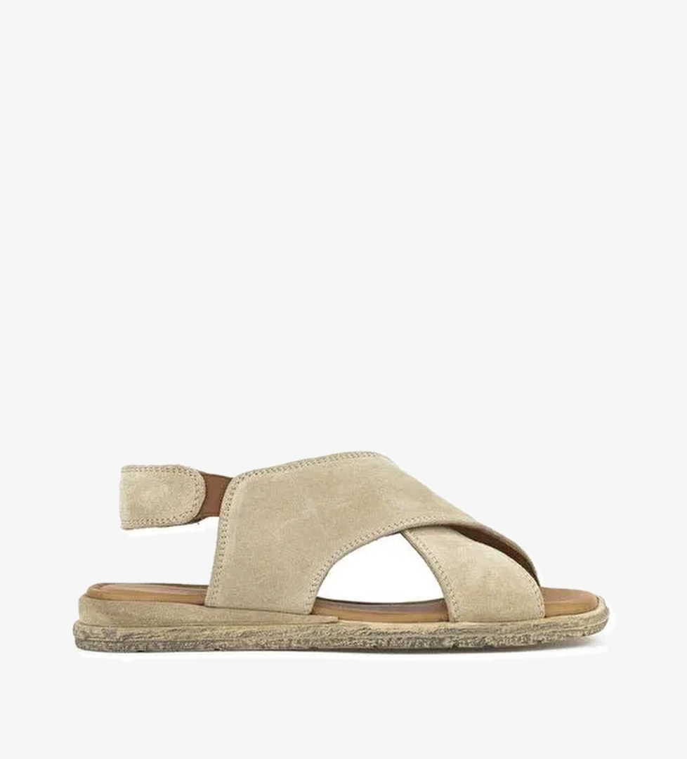 Ziya, Kadın Hakiki Deri Sandalet 1511047Z706 Bej - Görsel 1