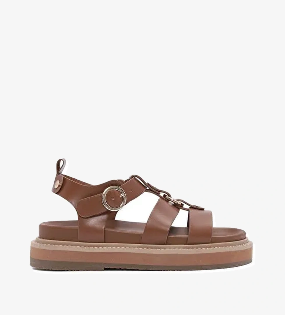 Kadın Taba Bilekten Bağlamalı Kalın Tabanlı Sandalet 25SFE401418 - Görsel 1