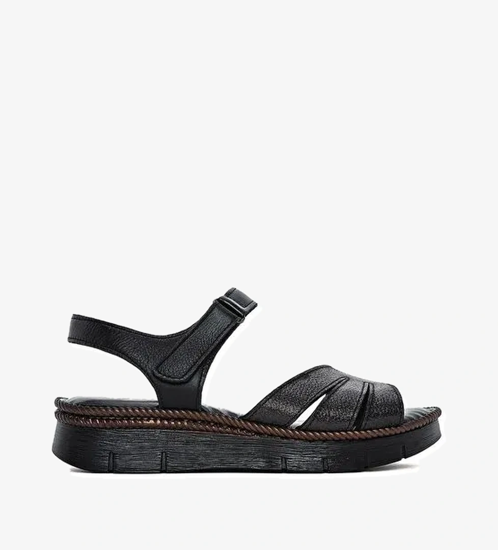 Derimod Derimod Kadın Siyah Bantlı Deri Comfort Sandalet 25SFD321114 Sandalet & Terlik | Boyner Siyah - 1. görsel