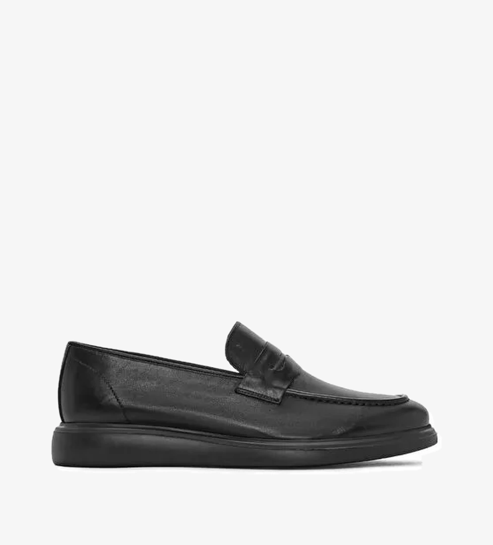 Erkek Siyah Deri Casual Loafer 25SFD790118 - Görsel 1