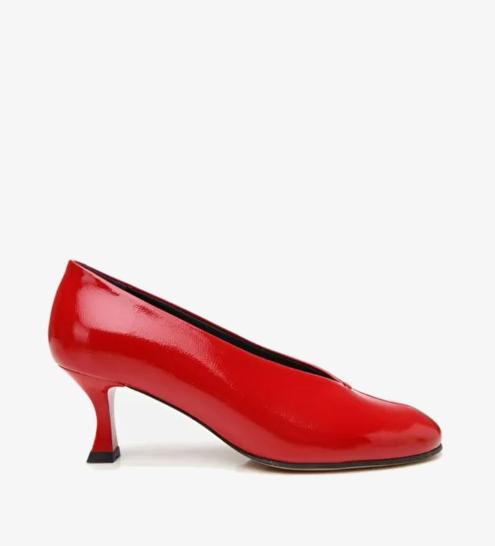 Kadın Rugan Deri Kırmızı İnce Topuklu Ayakkabı - Görsel 1