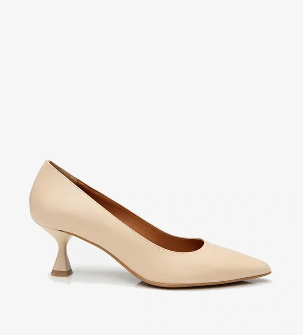 Kadın Deri Bej Esnek Tabanlı Stiletto - Görsel 1