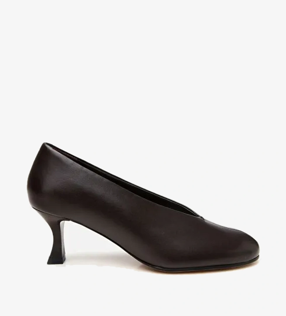 Kadın Deri Kahverengi İnce Topuklu Ayakkabı - Görsel 1