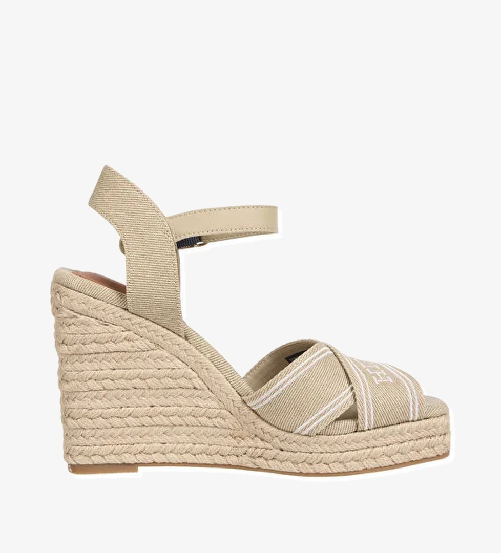 Tommy Hilfiger Bej Kadın Dolgu Topuk Ayakkabı FW0FW08668 - Görsel 1