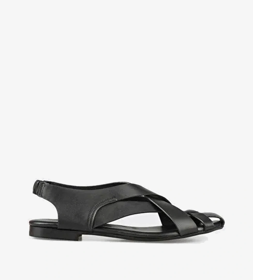 Siyah Deri Kadın Günlük Ayakkabı - Görsel 1