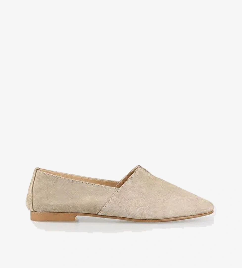 Bej Deri Kadın Günlük Ayakkabı - Görsel 1