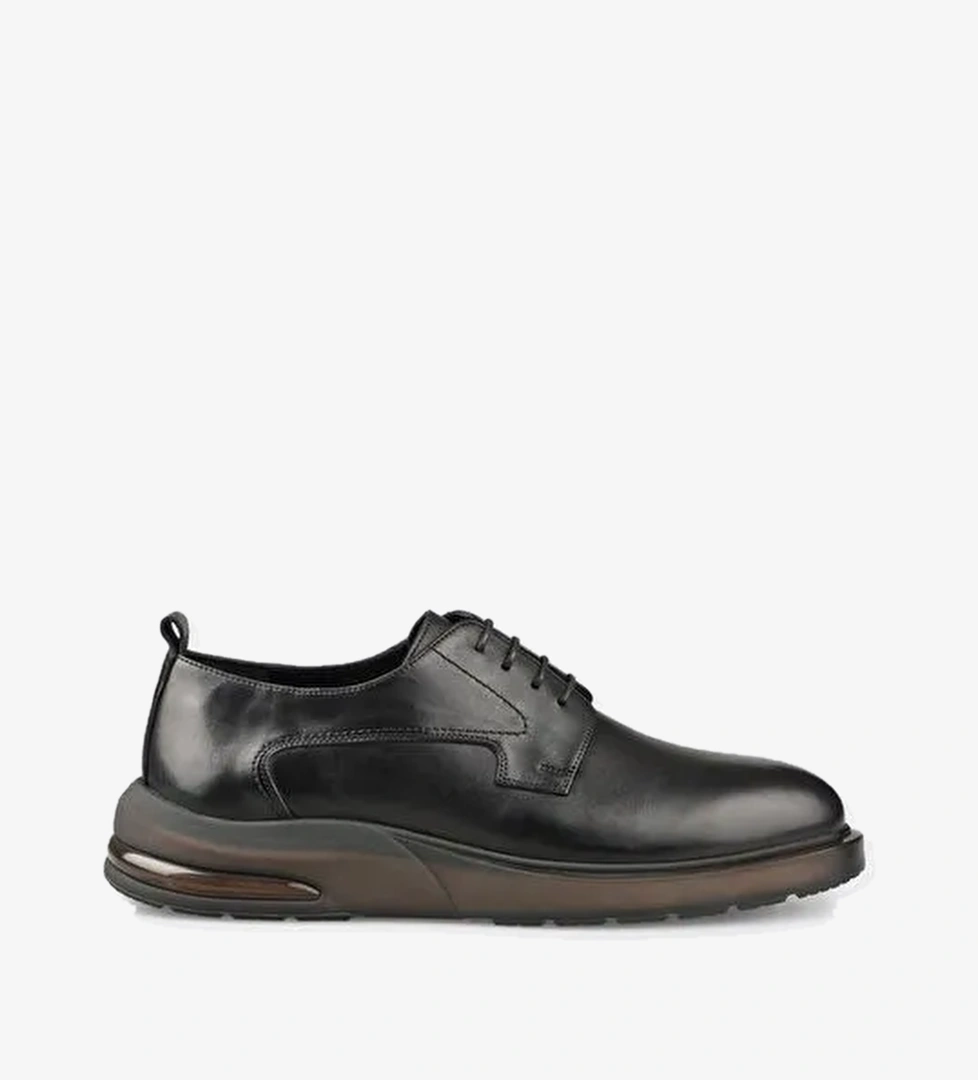 Siyah Deri Erkek Günlük Ayakkabı - Görsel 1