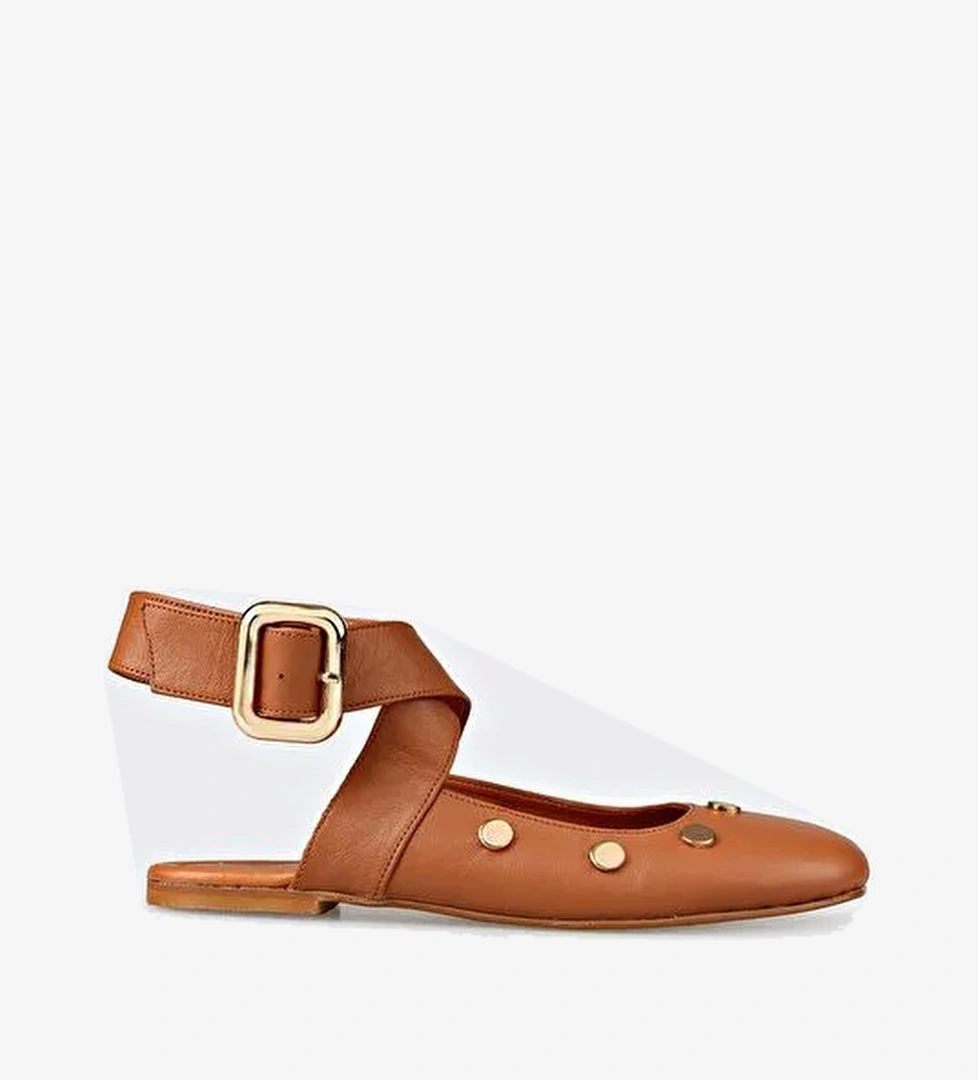 Taba Deri Kadın Günlük Ayakkabı - Görsel 1