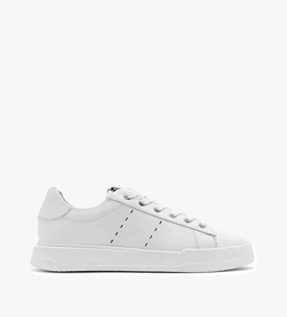 Erkek Beyaz Bağcıklı Deri Sneaker 25SFD707518 - Görsel 1